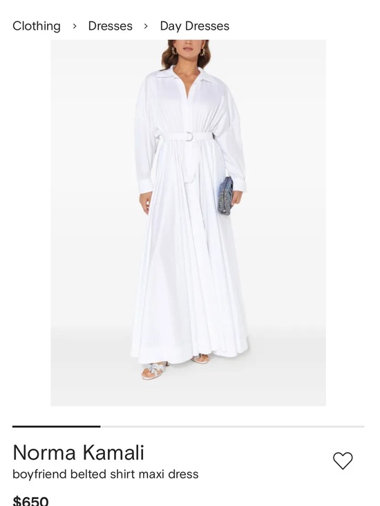 Norma Kamali Dresses & Skirts - NWOT Norma Kamali White Belted Shirt Maxi Dress